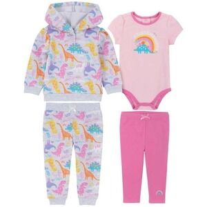 Kids Headquarters Girl's Dinosaur Rainbow Themed 4-piece‎ Set 12M New!